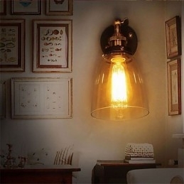 Industriell Edison Simplicity Glassvegglampe I Metall, Veggmontert Lampe Til Spisestue, Arbeidsrom, Kontor, Gang
