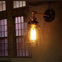 Industriell Edison Simplicity Glassvegglampe I Metall, Veggmontert Lampe Til Spisestue, Arbeidsrom, Kontor, Gang