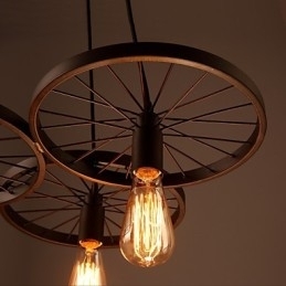 Loft Retro Pendellamper Amerikansk Landlig Smijernslysekrone I Industriell Stil Med Hjul