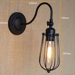 Amerikansk Landlig Stuelampe Soverom Balkong Minimalistisk Matt Svart Nattbordslampe Dekorativ Kunst Vegglampe