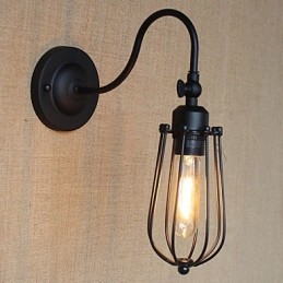 Amerikansk Landlig Stuelampe Soverom Balkong Minimalistisk Matt Svart Nattbordslampe Dekorativ Kunst Vegglampe