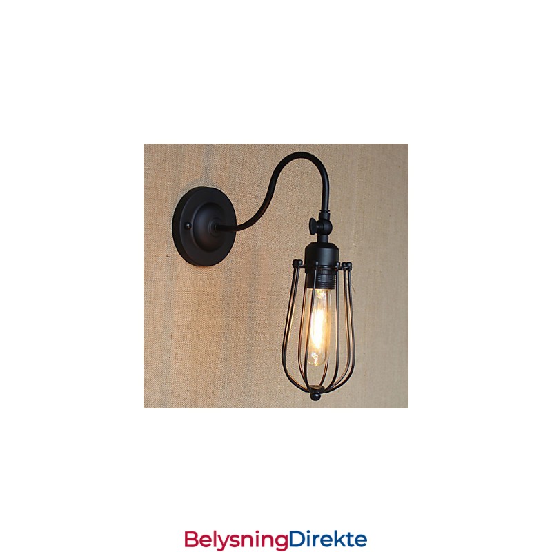 Amerikansk Landlig Stuelampe Soverom Balkong Minimalistisk Matt Svart Nattbordslampe Dekorativ Kunst Vegglampe