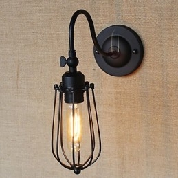Amerikansk Landlig Stuelampe Soverom Balkong Minimalistisk Matt Svart Nattbordslampe Dekorativ Kunst Vegglampe