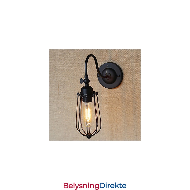 Amerikansk Landlig Stuelampe Soverom Balkong Minimalistisk Matt Svart Nattbordslampe Dekorativ Kunst Vegglampe