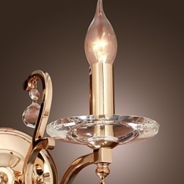 Gyllen Krystallvegglampe Med 2 Lys