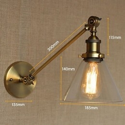 Jern, Glass, Bronse, Messing, Arm, Stil, Retro, Kreativ, Amerikansk, Landlig, Hall, Soverom, Vegglampe