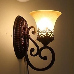 Europeisk Type Restaurering Av Gamle Metoder Smijerns Soveromsvegglampe I Glass