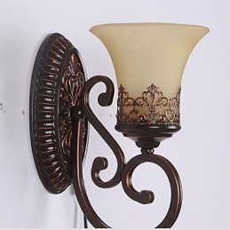 Europeisk Type Restaurering Av Gamle Metoder Smijerns Soveromsvegglampe I Glass