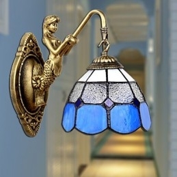 Europeisk Type Restaurerende Gamle Skikker Vegglampe Kreative Middelhavsglasslamper