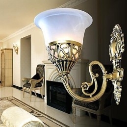Vegglampe I Bronse, Moiré-Glass, Europeisk, Retro, Klassisk, 220V