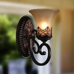 Vintage Vegglamper 1 Lys Med Harpiksglassskjerm Soverom Stue Ganglamper