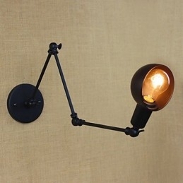 Personlighet Langarm Justerbar Vinkelstang Tre Retro Stue Lamper Belysning Dekorativ Vegglampe