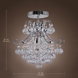 Moderne Samtids Krystall Mini-Style Galvanisert Metall Lysekrone Innfelt Montering