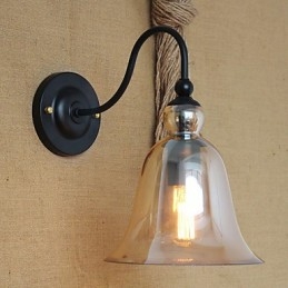 Amerikansk Landlig Minimalistisk Stue I Gangdekorert Glassvegglampe