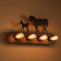 Amerikansk Landsby Pastoral Loftsstil Soveromsgang Jern Retro Villhest Vegglampe Gratis Frakt