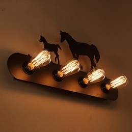 Amerikansk Landsby Pastoral Loftsstil Soveromsgang Jern Retro Villhest Vegglampe Gratis Frakt