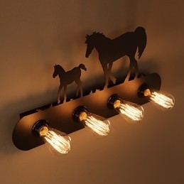 Amerikansk Landsby Pastoral Loftsstil Soveromsgang Jern Retro Villhest Vegglampe Gratis Frakt