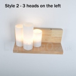 Mini-Stil Vegglampe Med Glassskjermer Moderne, Moderne Tre- Og Bambusvegglampe
