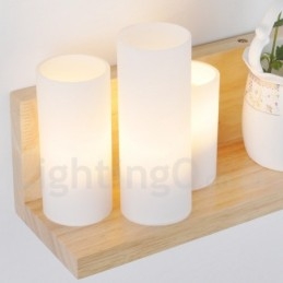 Mini-Stil Vegglampe Med Glassskjermer Moderne, Moderne Tre- Og Bambusvegglampe