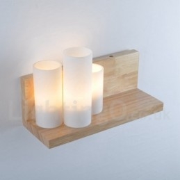 Mini-Stil Vegglampe Med Glassskjermer Moderne, Moderne Tre- Og Bambusvegglampe