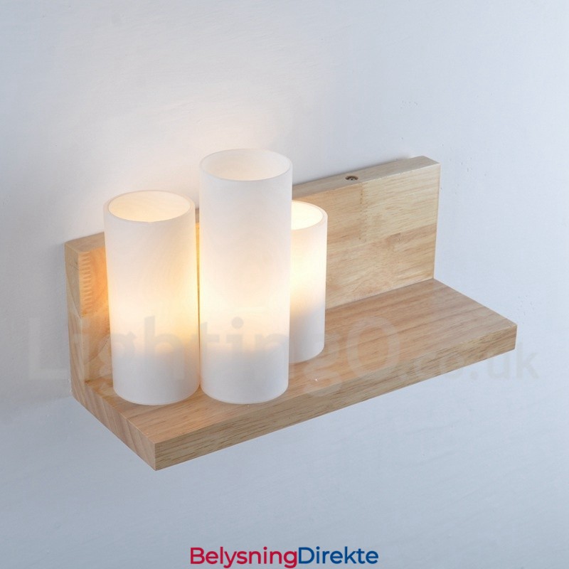 Mini-Stil Vegglampe Med Glassskjermer Moderne, Moderne Tre- Og Bambusvegglampe