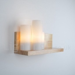 Mini-Stil Vegglampe Med Glassskjermer Moderne, Moderne Tre- Og Bambusvegglampe