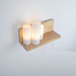 Mini-Stil Vegglampe Med Glassskjermer Moderne, Moderne Tre- Og Bambusvegglampe
