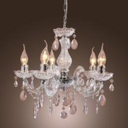 Upligh Krom Taklampe Stearinlys Akryl Armatur Lysekrone Anheng