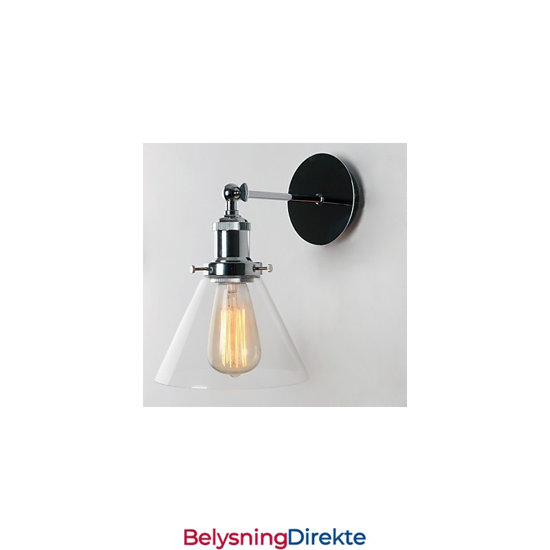 Art Deco-Vegglampe Med Glasskjegleskjerm Nedfellbar