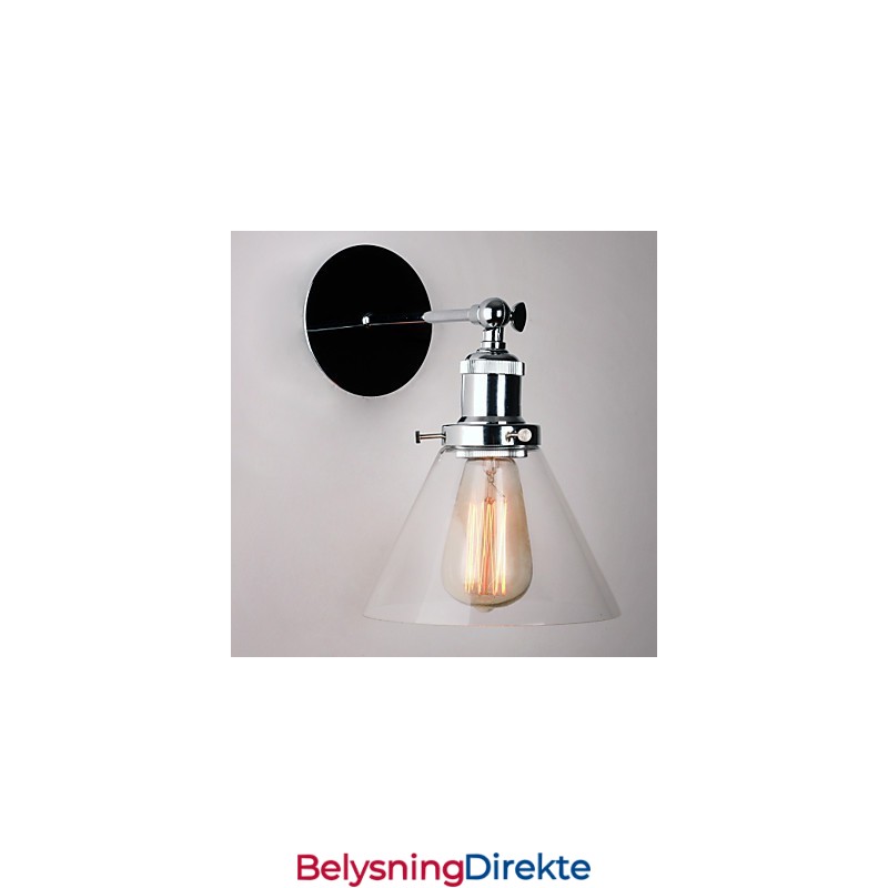 Art Deco-Vegglampe Med Glasskjegleskjerm Nedfellbar