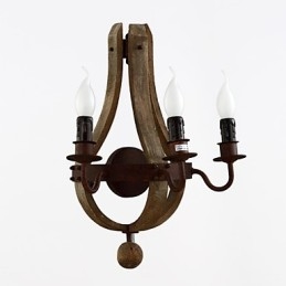Vintage Amerikansk Rustikk Trevegglampe Til Vinfat, Stue- Og Soveromslampe