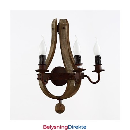 Vintage Amerikansk Rustikk Trevegglampe Til Vinfat, Stue- Og Soveromslampe