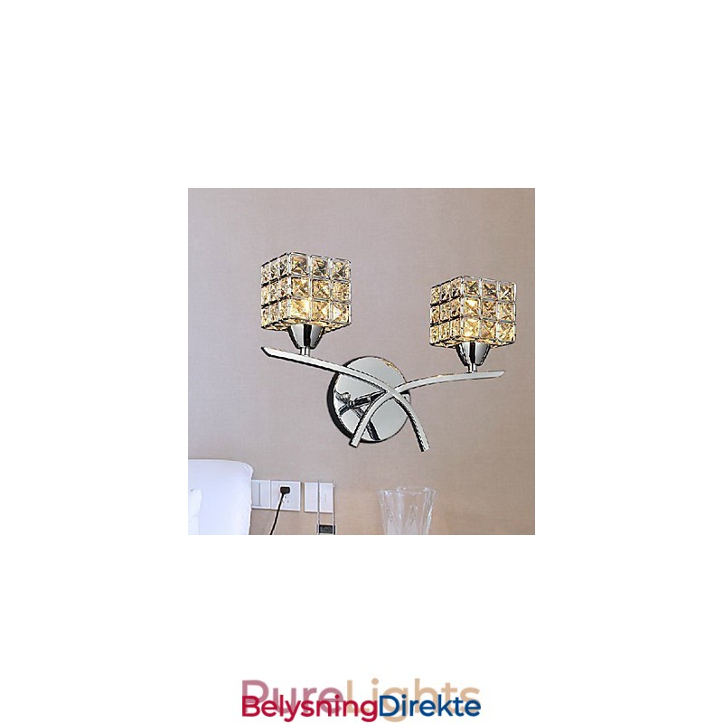 Moderne Krystallvegglampe Med 2 Lys