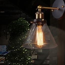 Retro Vegglampe Med Blomsterskjerm I Glass Og Metallfeste