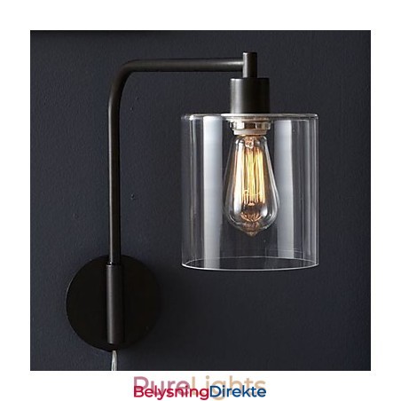 Moderne Vegglampe Med Trommeskjerm I Glass