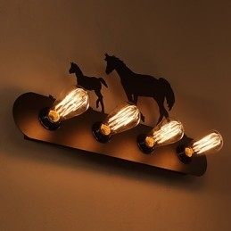Amerikansk Landsby Pastoral Loftsstil Soveromsgang Jern Retro Villhest Vegglampe Gratis Frakt