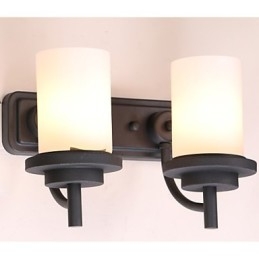 2* Retro Vegglampe I Jern I Klassisk Stil Med Maling Og Frostet Glass