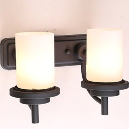 2* Retro Vegglampe I Jern I Klassisk Stil Med Maling Og Frostet Glass