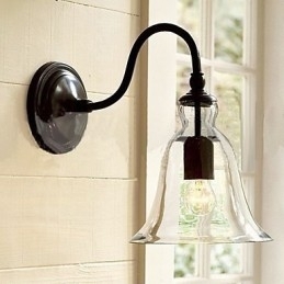 Naturinspirert Vegglampe I Jern Med Gjennomsiktig Glassskjerm