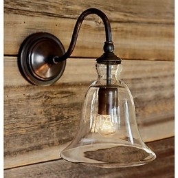 Naturinspirert Vegglampe I Jern Med Gjennomsiktig Glassskjerm
