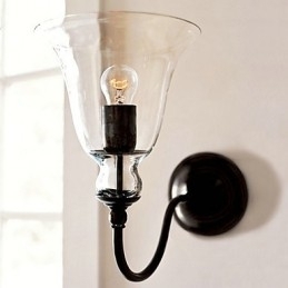 Naturinspirert Vegglampe I Jern Med Gjennomsiktig Glassskjerm