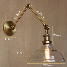 Loft Style Designer Lamp Moderne Glass Bronse Cafe Dekorativ Vegglampe