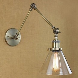 Jernbelagt Bronse Bargang Spisestue Hotell Vintage Jernarm Glass Vegglampe Belysning