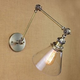 Jernbelagt Bronse Bargang Spisestue Hotell Vintage Jernarm Glass Vegglampe Belysning