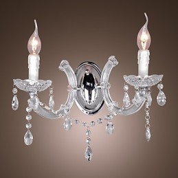 Elegant Krystallvegglampe Med 2 Lys