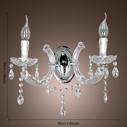 Elegant Krystallvegglampe Med 2 Lys