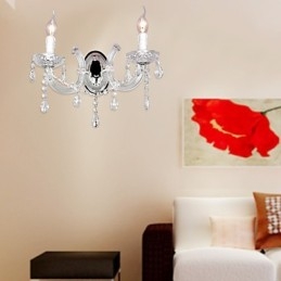 Elegant Krystallvegglampe Med 2 Lys