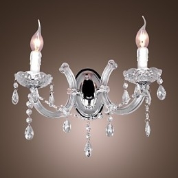 Elegant Krystallvegglampe Med 2 Lys