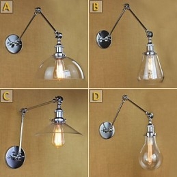 Teleskopisk Retro Vegglampe I Krom I Glass