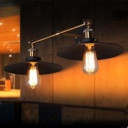 Landlig Industriell Retro Vegglampe Dobbel Vegglampe Svart Paraply